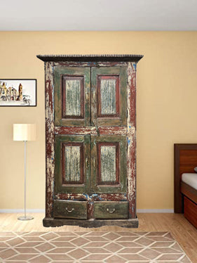 Vintage Cabinet, Old Teak Furniture, Rustic Storage Cabinet, Carved Wine Armoire